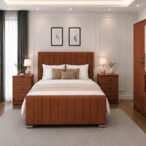 Master Bedroom King Size Bed Set - Two Door Wardrobe With One Mirror - Chest of Five Drawers With Two Bed Side Table