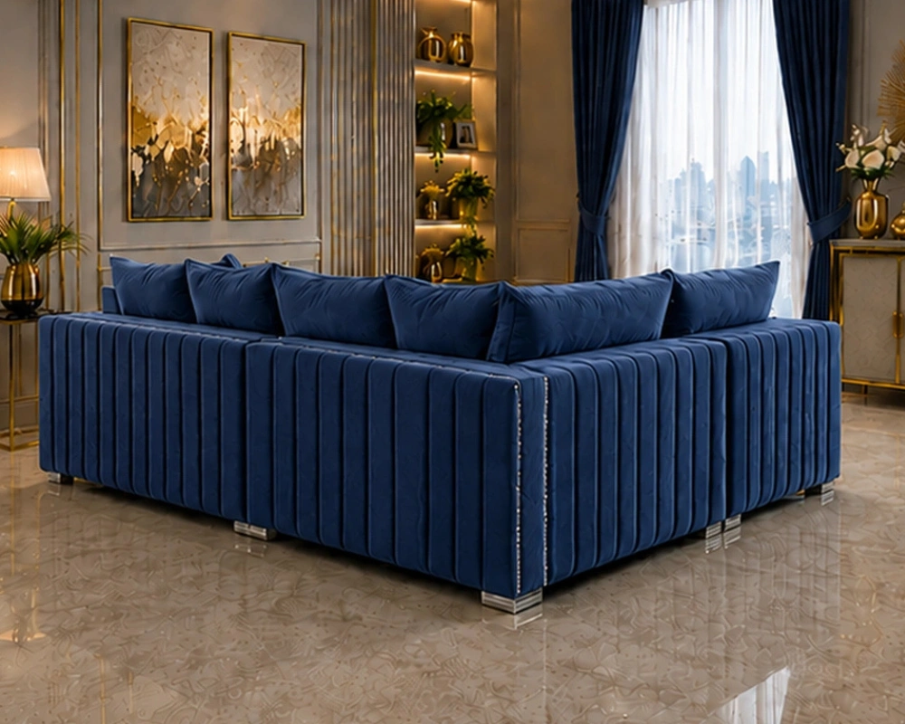 Premium Dark Blue Sofa – Spacious Corner Seating with Elegant Design - Image 4