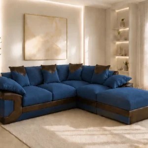 Dino Corner Sofa 5 Seater Blue - Elegant Large Sofa with Comfortable Seating