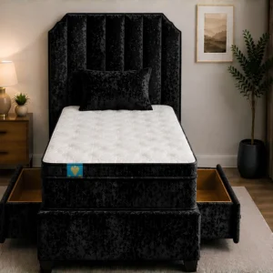 Black Royale Divan – 3ft | 90 × 190 cm Luxury Bed with Mattress