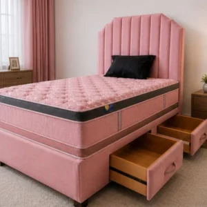 Double Divan Bed Base with mattress and Storage Features