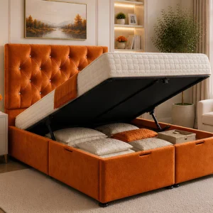 King Size Ottoman Bed with Mattress 180 × 200 cm - King Size Storage Bed with Mattress