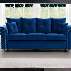 Blue Fabric 3 Seater Ashwin Sofa