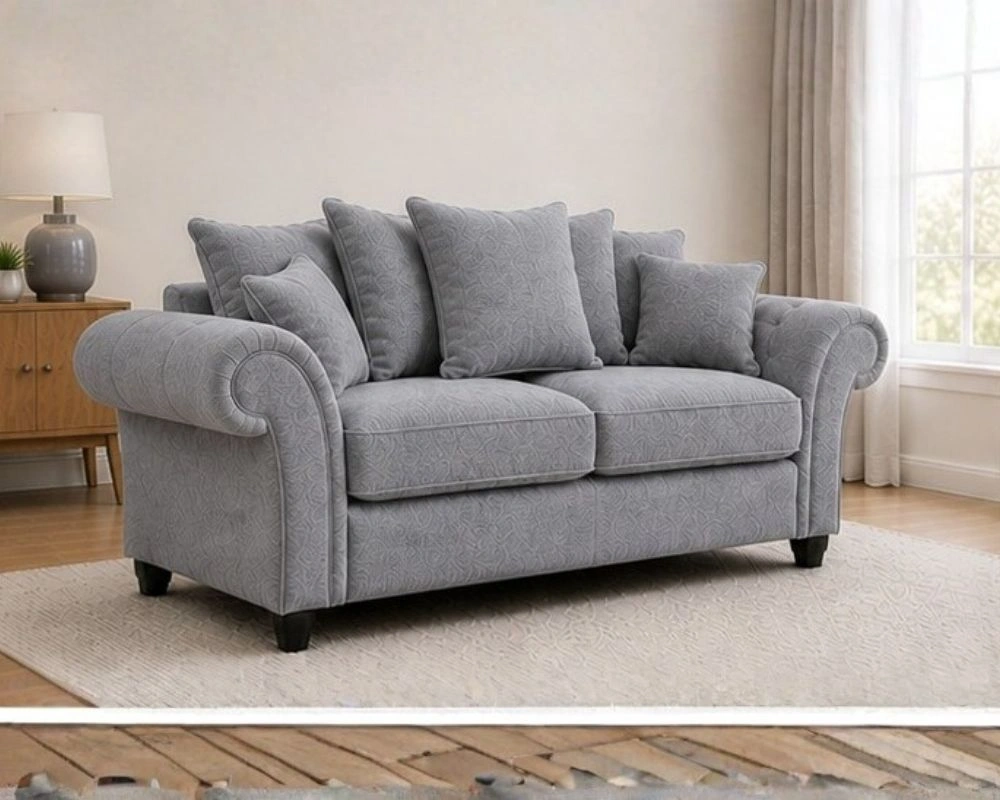 Living Room 2 Ashwin Grey Seater Sofa - Image 2