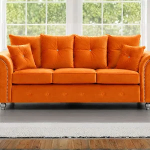 Stylish 3 Seater Sofa - Orange Fabric sofa - Ashwin Sofa