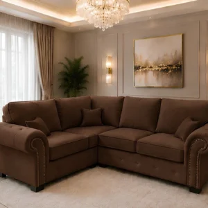 Brown Sofa - Ashwin Corner 4 Seater Sofa - L Shape Sofa