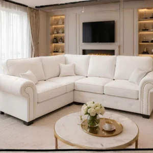 4 Seater Sofa - Ashwin Sofa - Ashwin 4 Seater Sofa - White 4 Seater Corner Sofa