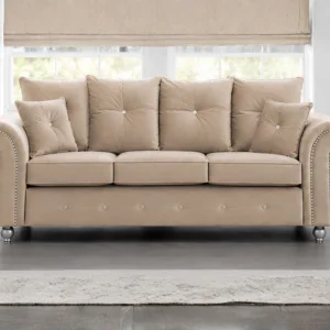 Ashwin Beige Three Seater Sofa - Modern 3 Seater Sofa