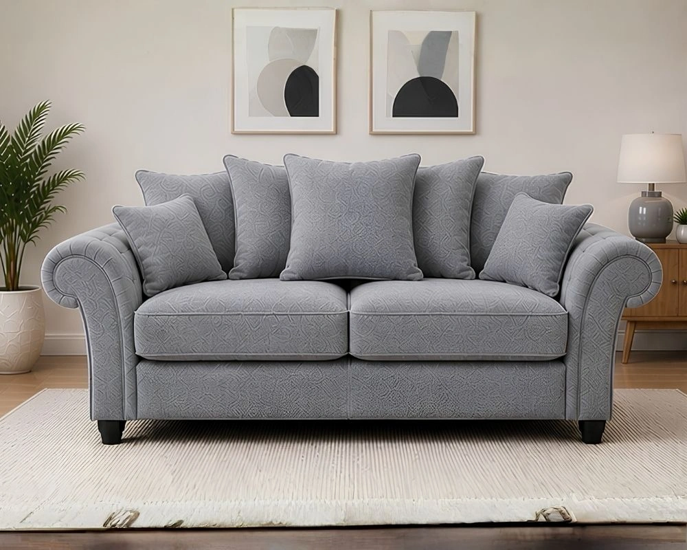 Living Room 2 Ashwin Grey Seater Sofa