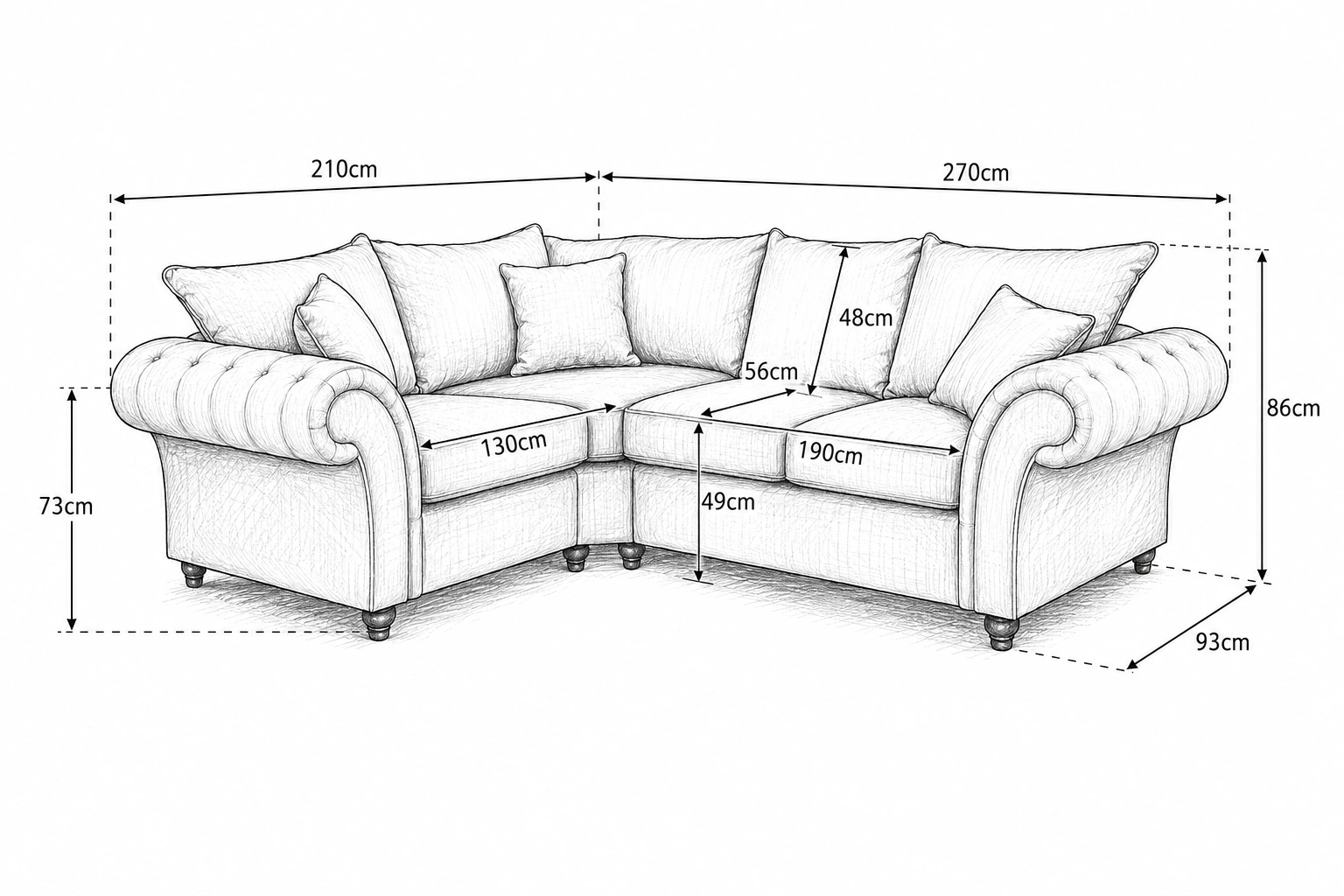 Brown Sofa - Ashwin Corner 4 Seater Sofa - L Shape Sofa - Image 4