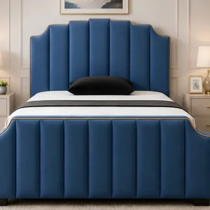 Designer Sky Blue Arizona Double Bed 160x200 cm -Premium Frame with mattress