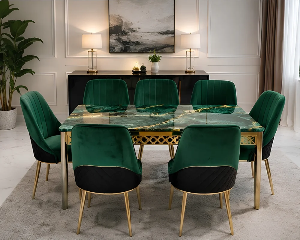 Modern Dining Table with 6 Chairs Set – Stylish Dining Furniture for Family Gatherings and Everyday Meals - Image 2