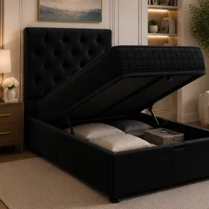 Single Ottoman Divan Style Bed with Mattress - Elegant Single Ottoman Storage Bed