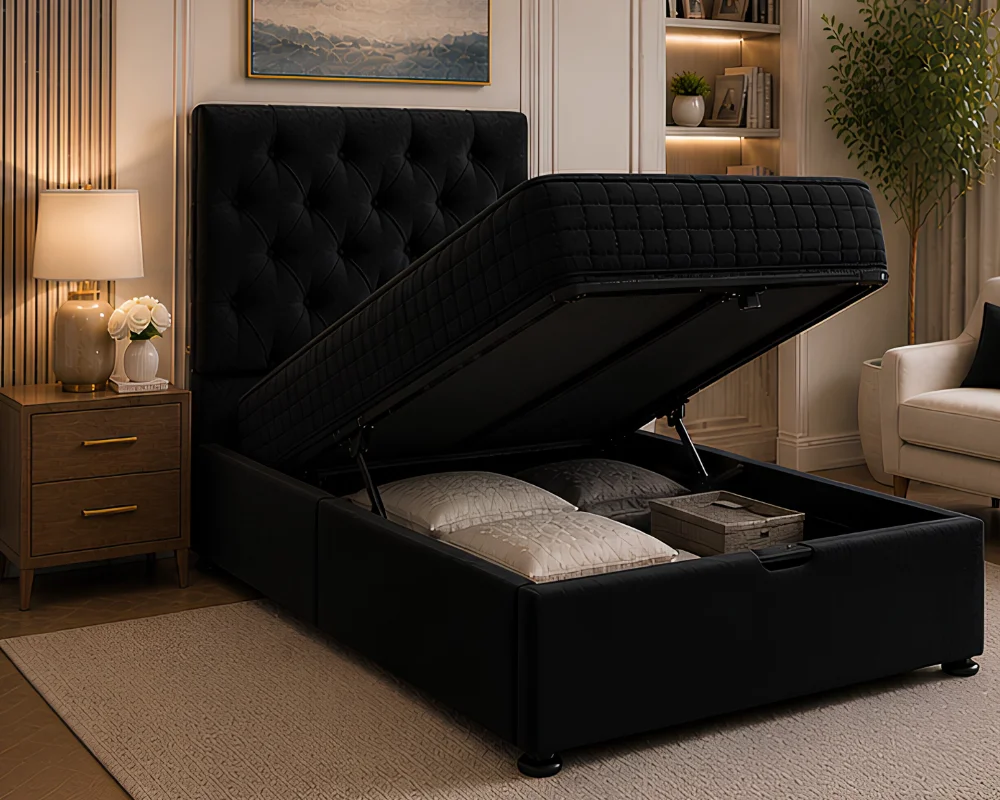Single Ottoman Divan Style Bed with Mattress - Elegant Single Ottoman Storage Bed