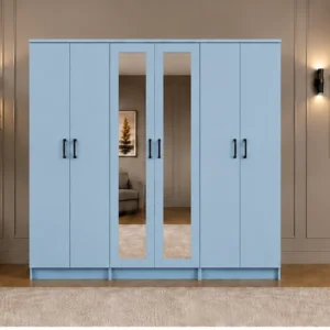 Modern 6-Door Wardrobe - 2 Mirrors - Spacious Storage