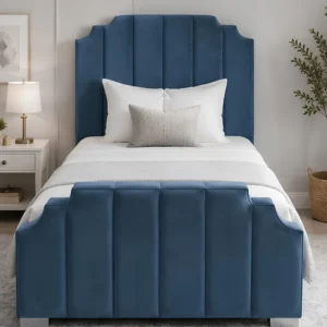 Arizona Serenity Soft Blue Luxury Single Bed Frame-Single Bed(90*190cm)-Bed with Mattress