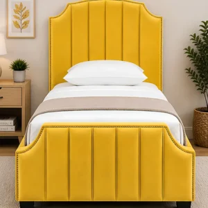 Arizona Elite Yellow Upholstered Bed Frame (3ft)-Single Bed with Mattress(90*190cm)