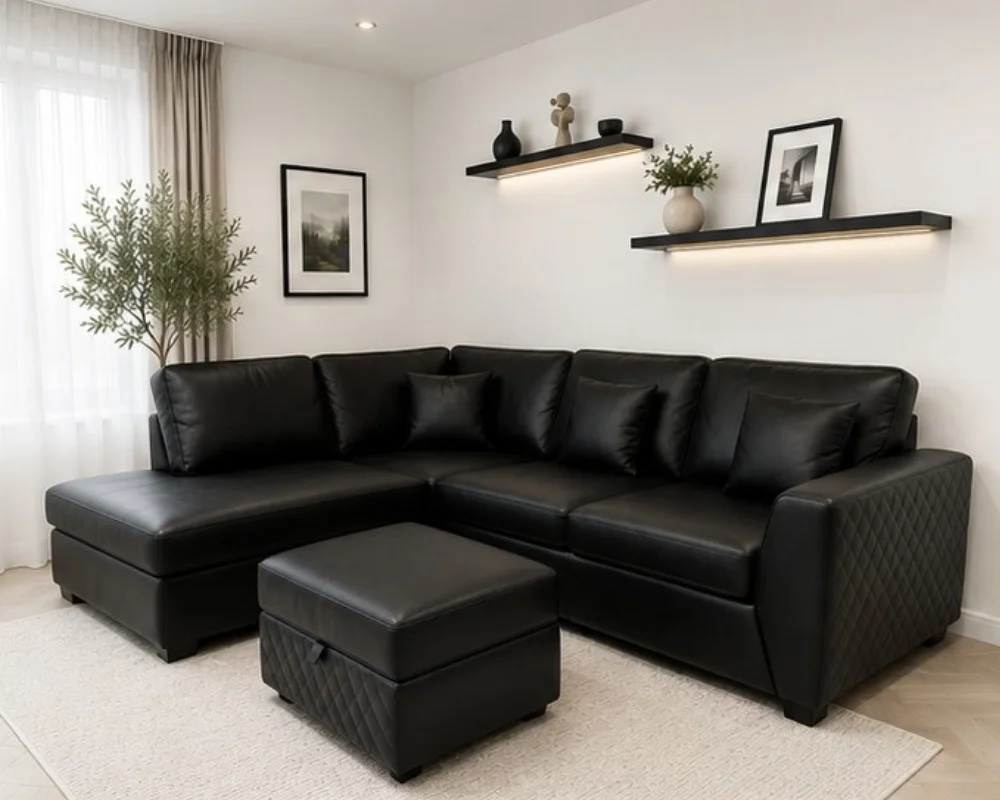 Dylan Modern Curved Corner 5 Seater Leather Sofa – Family Comfort Dylan Sofa
