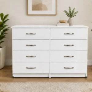 Chest of 4+4 Drawers - Stylish Wooden Storage - Spacious Bedroom Side Cabinet