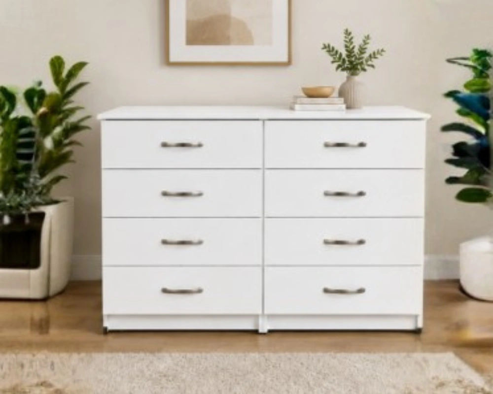 Chest of 4+4 Drawers - Stylish Wooden Storage - Spacious Bedroom Side Cabinet