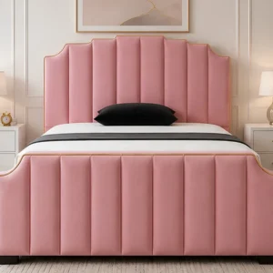 Horizon Pink Double Bed -Stylish Upholstered Bed-Arizona Double Bed with mattress