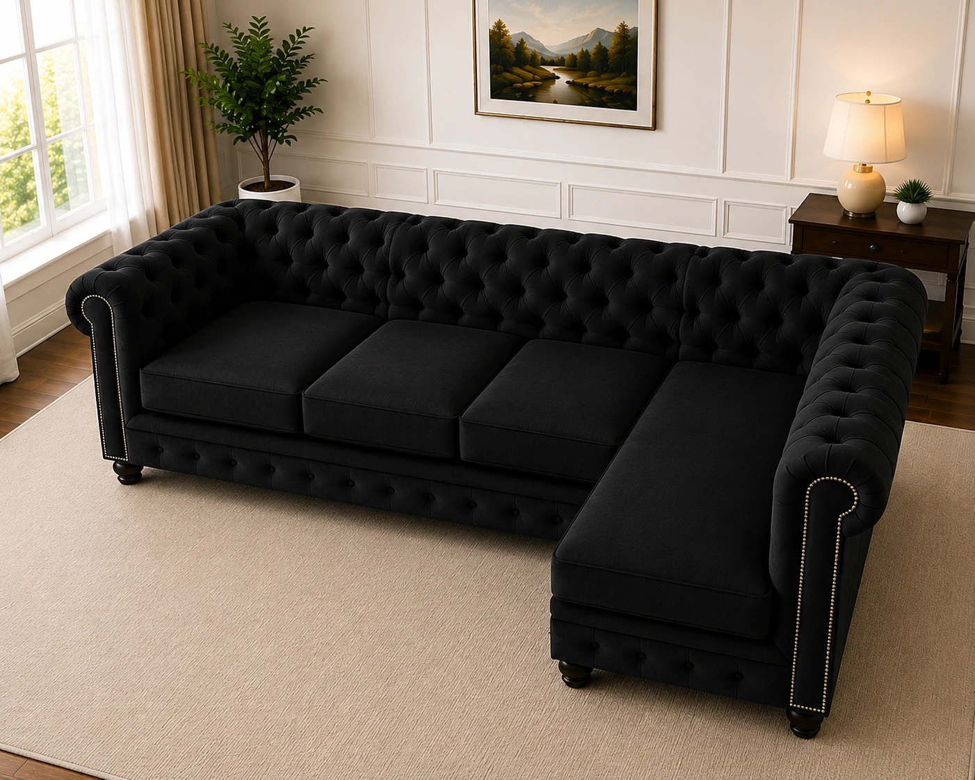 Chesterfield L-Shaped 5 Seater Sofa - Five Seater Sofa