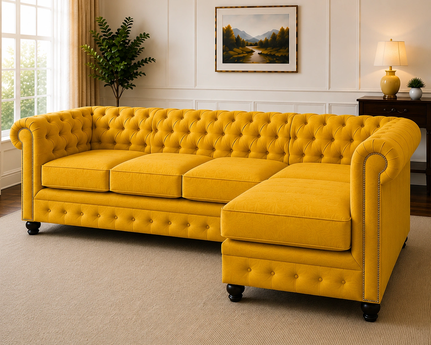 Chesterfield 5 Seater Corner Sofa - Chesterfield Family Corner Sofa – Premium 5 Seater - Image 2