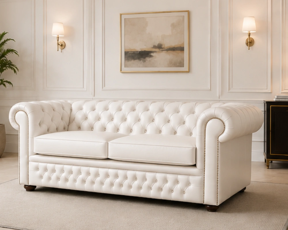 Premium Chesterfield 3-Seater Sofa - Classic Chesterfield Leather Couch