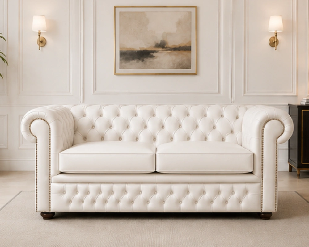 Premium Chesterfield 3-Seater Sofa - Classic Chesterfield Leather Couch - Image 2
