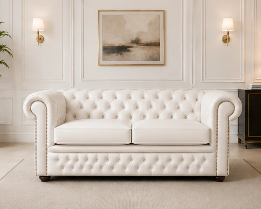Premium Chesterfield 3-Seater Sofa - Classic Chesterfield Leather Couch - Image 4