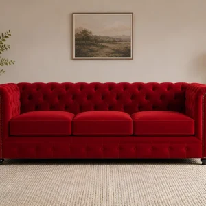 Chesterfield Modern 3 Seater Red Sofa