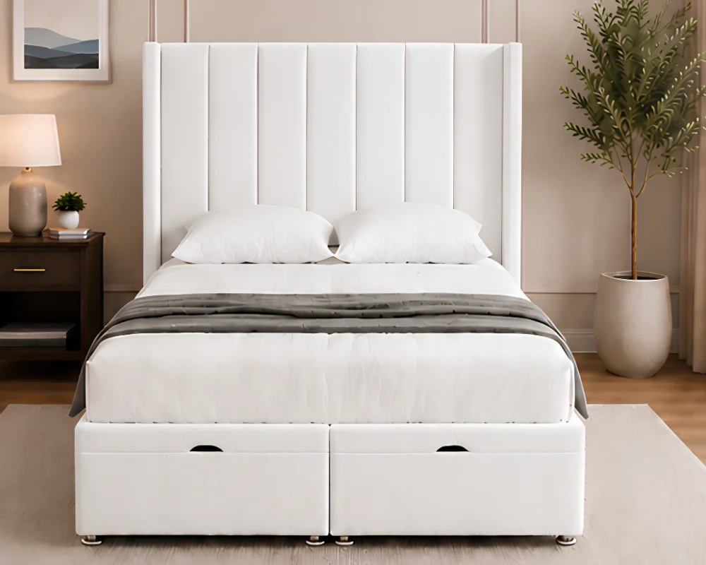 Luxury Double Size Ottoman Bed with Mattress - 160 × 200 cm Double Gas Lift Storage Bed