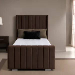 Contemporary Panel Wingback Bed with Mattress - Panel Wingback Single Bed Frame with Mattress Included