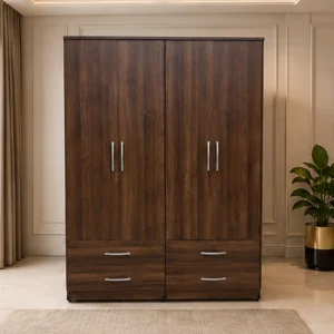 Elegant 4 Door 4 Drawer Wardrobe Cabinet – Modern Bedroom Storage Furniture with Generous Space