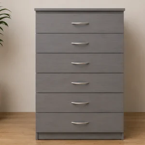 Elegant Grey 6 Drawer Chest – Spacious & Versatile Bedroom Furniture
