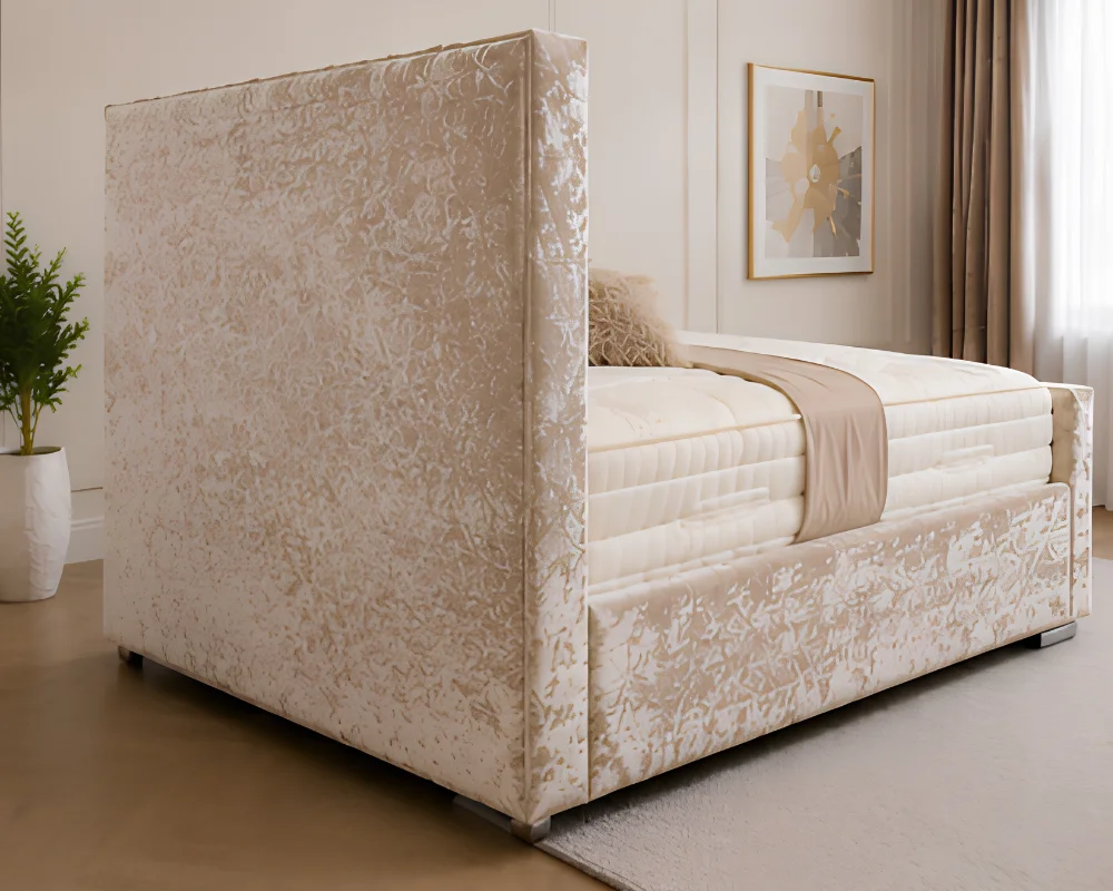 Champagne Beige Florida Super King Bed 6ft – 200×200cm Luxury Upholstered Bed with mattress - Image 3
