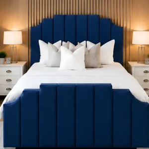 Arizona Blue Super King Velvet Bed Frame with mattress – 200 × 200 cm