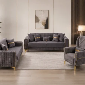 ALTUS Luxury Turkish Sofa Set 3+2+1 – Premium Velvet Modern Design with Extra Foam and Metal Feet | 3+2+1 Seater Sofa Set