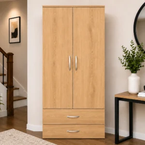 Luxury Two Door Wardrobe with Two Drawers - Two Door Wardrobe - Wardrobe with Drawers