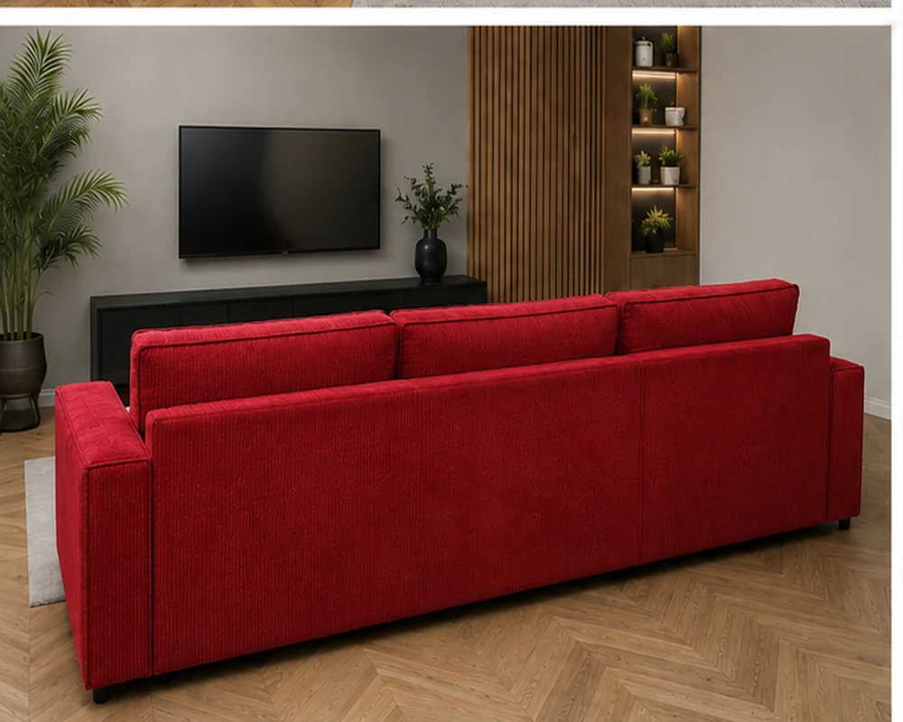 Modern Red L-Shaped Sectional Sofa | Elegant Luxury Corner Couch - Image 5