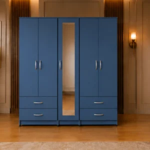 Modern 5 Door Wardrobe with Mirror & 4 Drawers | Large Bedroom Storage Wardrobe