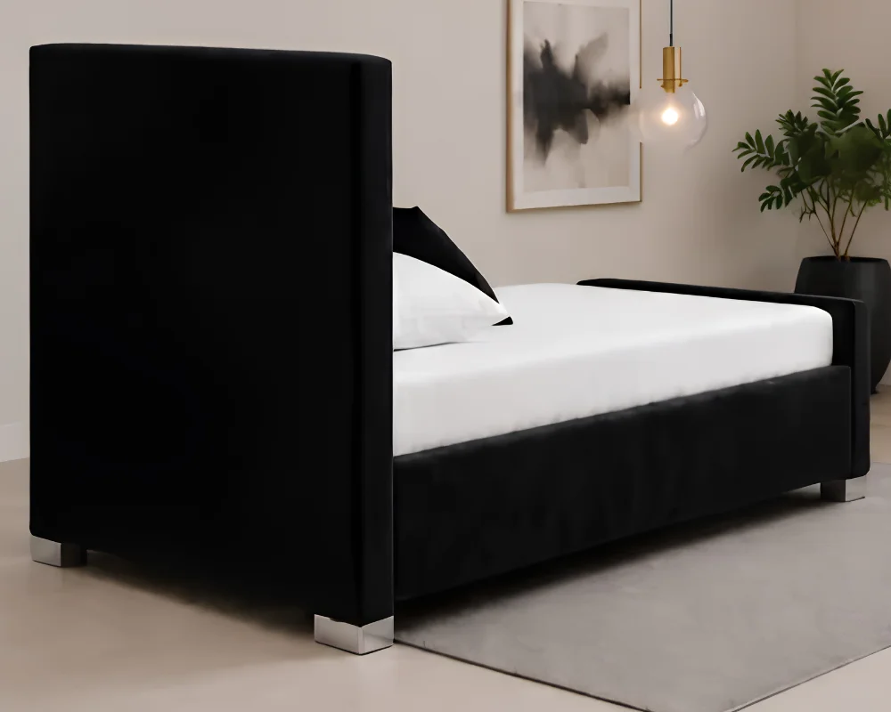 Elegant Black Hilton Single Size Bed with Mattress – Premium Tufted Headboard - Image 3
