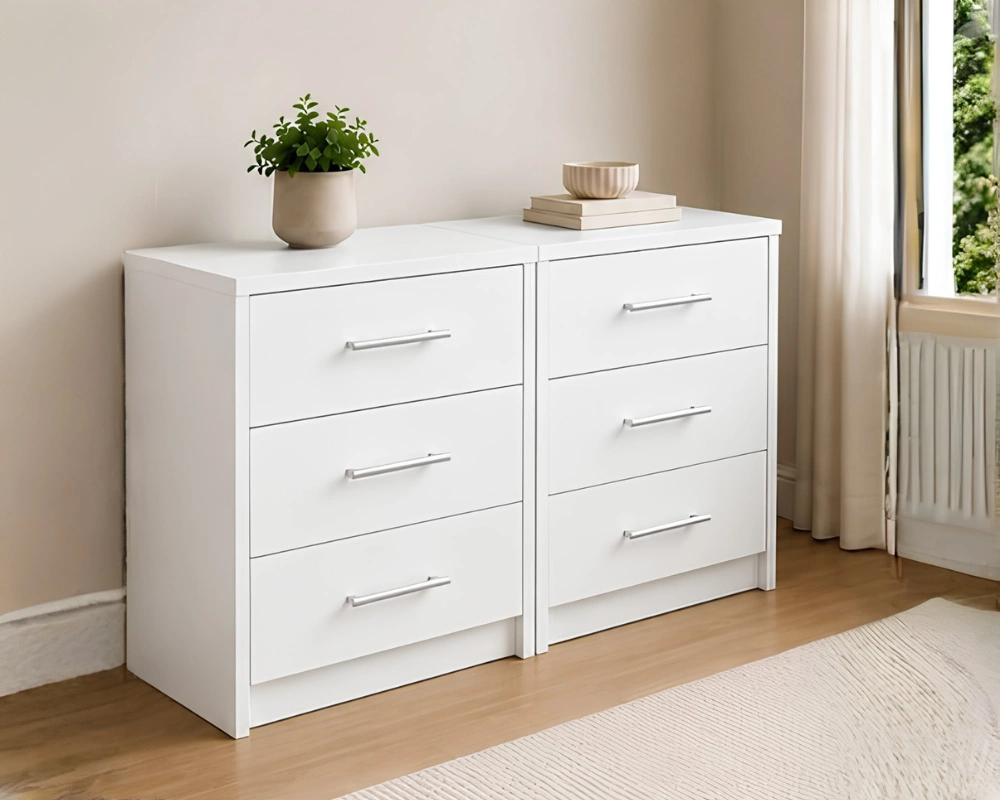 2 Bedside Tables - 2 Bedside Tables with 3 Drawers – Premium Stylish Side Tables