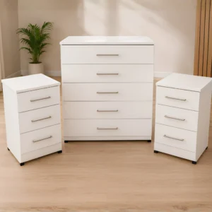 Chest of Five Drawers With Two Side Table - Luxury Spacious Wooden Drawer Cabinet