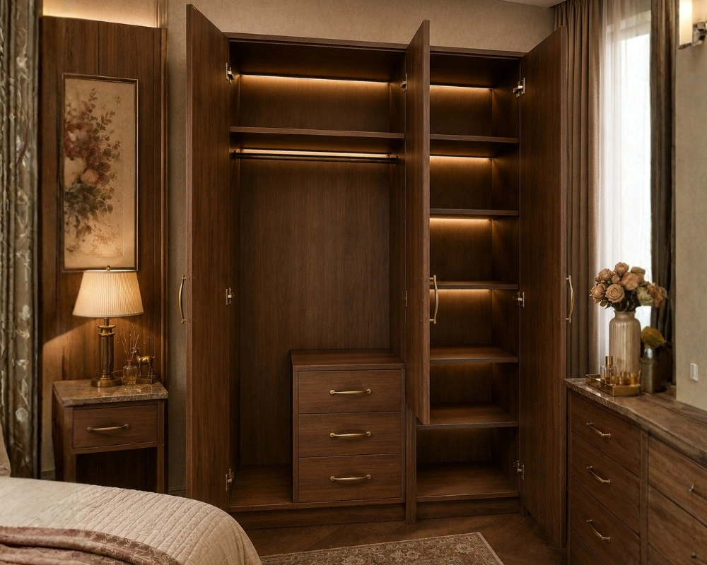 Spacious 3 Door Wardrobe with 3 Drawers - Elegant 3 Door Wardrobe with 3 Drawers - Image 3