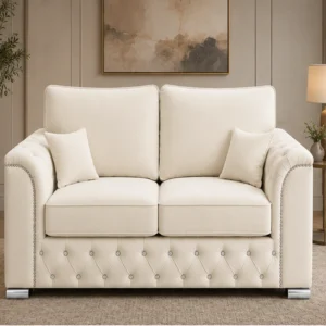 Luxury Cream 2 Seater Sofa – Comfortable & Stylish - Stylish 2 Seater Sofa – Deep Cushioned Comfort