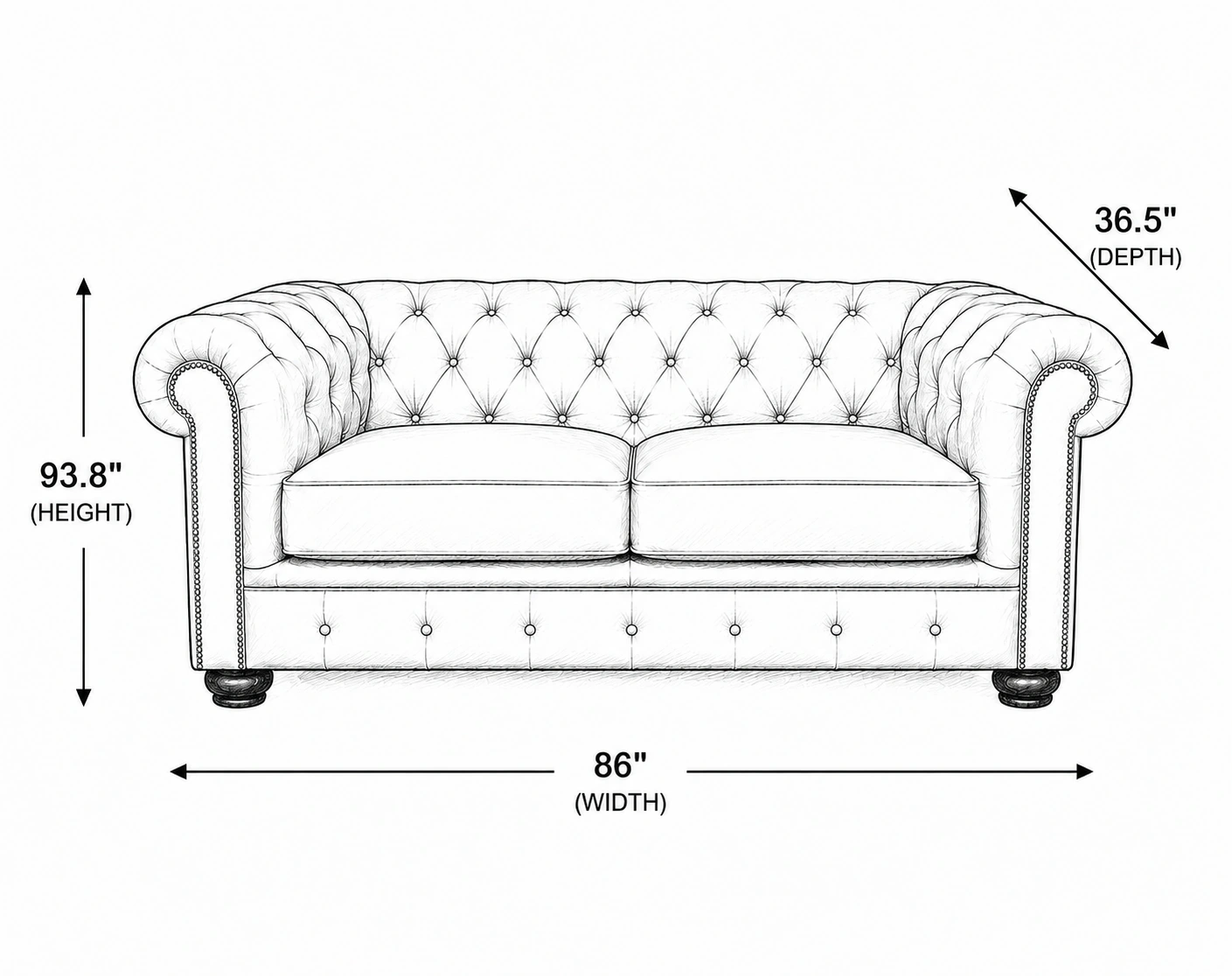 Chesterfield 3 Seater Sofa - Image 4
