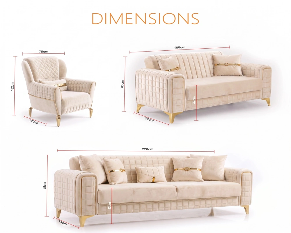 ALTUS Premium Velvet 3+2+1 Sofa set– Turkish Modern Design with Higher Comfortable Seating | 3+2+1 Seater Sofa Set - Image 5