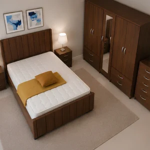 Modern King Size Bedroom Set - with Five Door Wardrobe With Four Drawer - Chest of Five Drawers With Two Bed Side Table