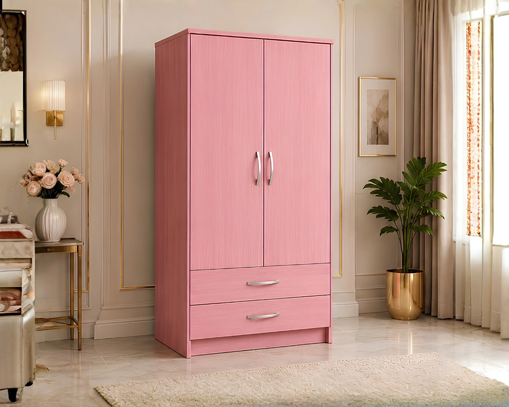 Luxury 2 Door Wardrobe with 2 Bottom Drawers-Premium 2 Door Bedroom Wardrobe with 2 Storage Drawers - Image 2